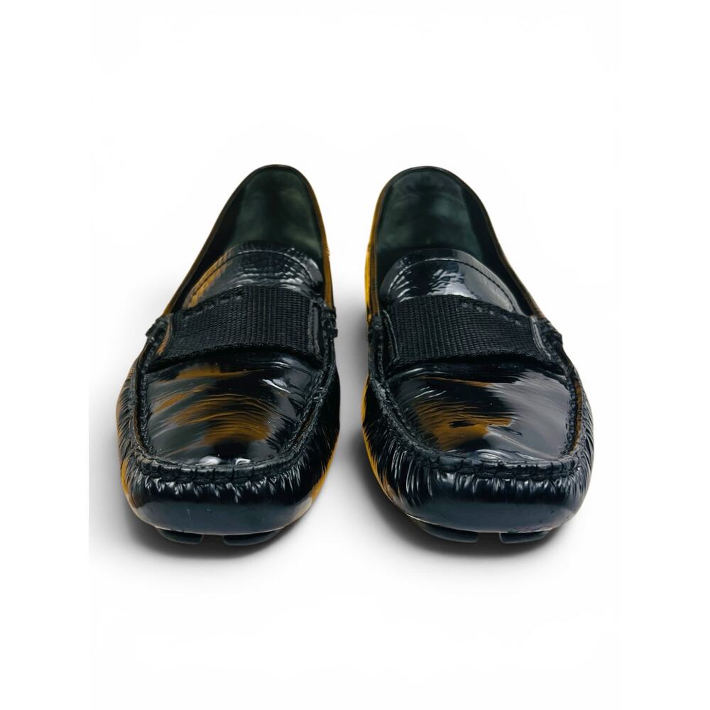 Prada Black Naplak Patent Leather Driving Loafers Logo Tab EU 38.5 - Picture 5 of 9